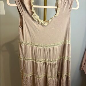 POL Beige Lace Detail Top